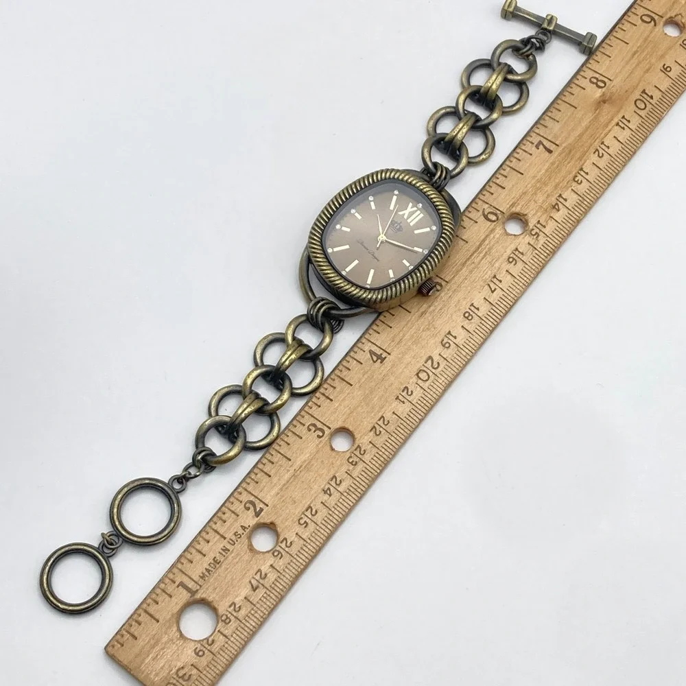 Premier Designs Women's Watch 34mm Brass Tone Toggle Clasp Autumn New Battery 7